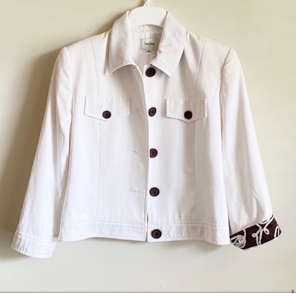 Neiman Marcus Trucker White Jacket Size 4 - Picture 8 of 8